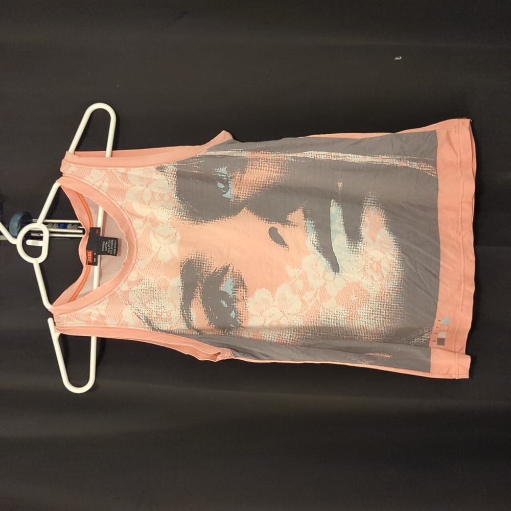 Diesel peach tank top with face print